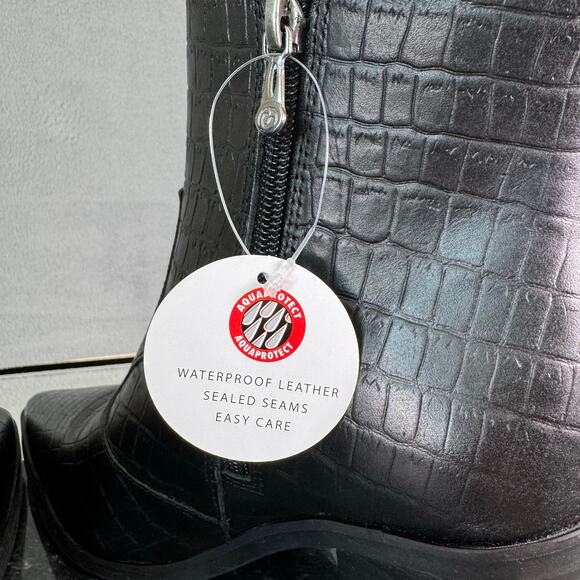 Blondo Black Leather Croc Embossed Waterproof Ankle Boots Women’s Size 8.5M US - Picture 9 of 9